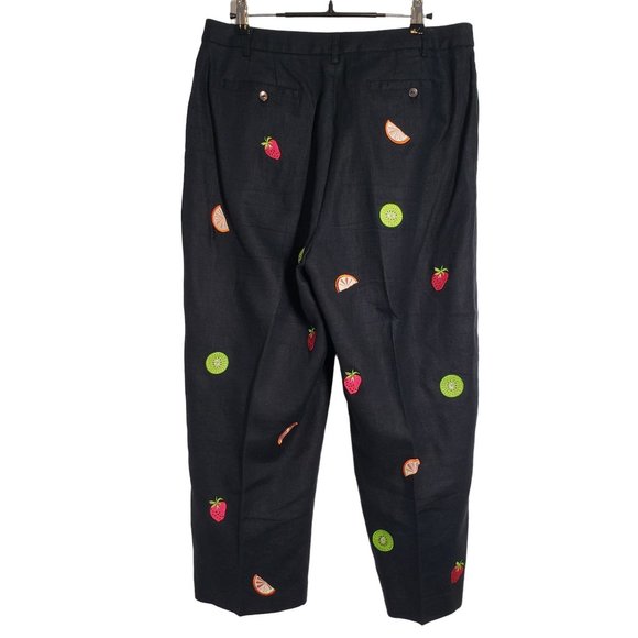 Mercer & Madison Petites Womens Linen Ankle Trouser Pant Size 12P Black Fruit - Picture 3 of 16